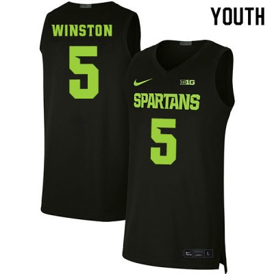 Youth Michigan State Spartans NCAA #5 Cassius Winston Black Authentic Nike Stitched College Basketball Jersey ML32A41FA